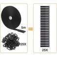 thumbnail image 4 of (5 mx 2,5 cm, negro) Correas/bridas ajustables reutilizables de 5 m con 25 presillas y correa de sujeción con gancho para la gestión de cables, 4 of 4