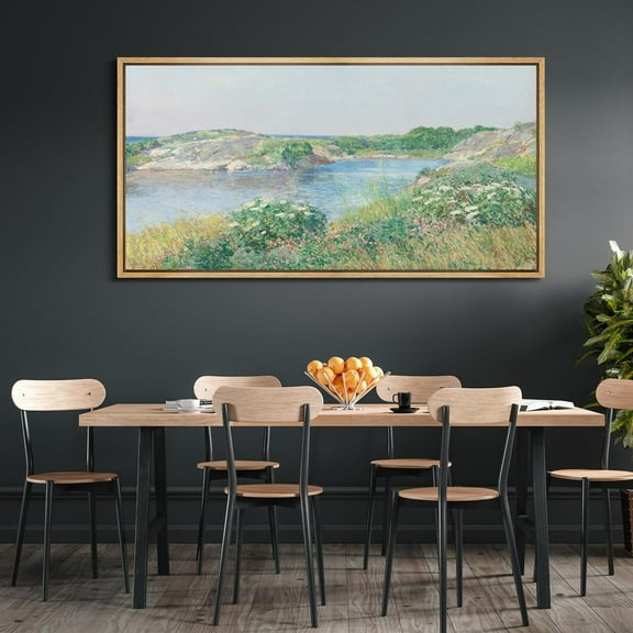 IDEA4WALL Extra Large Framed Canvas Print Wall Art Pastoral River Scene Countryside Artwork Nature Wilderness Antique Retro Fine Art Watercolor Decorative Relax/Calm for Rooms Decor - 60"x30"