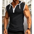 thumbnail image 3 of JoveMarine Men's Casual Color-Block Sports Tank Top, Hooded Sleeveless T-Shirt with Muscle Cut, Lightweight Breathable for Gym Workout Running and Summer Outdoor Activities Black L, 3 of 5