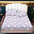 thumbnail image 6 of ZIATUBLES 3-Piece Twin Size Sheet Set, Soft Cooling Polyester Bedding-Breathable and Comfortable for All-Season Use, 1 Fitted Sheet and 2 Pillowcases, Rabbit Easter Egg Paw Print, 6 of 9