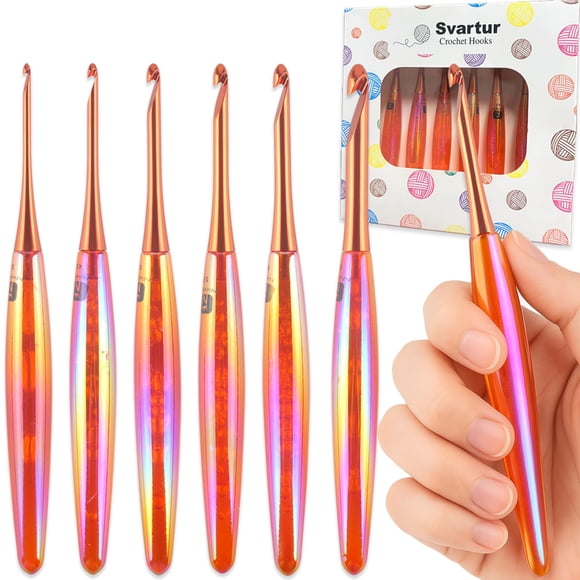 Set de Ganchillos Svartur Ergonómicos 6 Tamaños 3mm-8mm con Mangos
