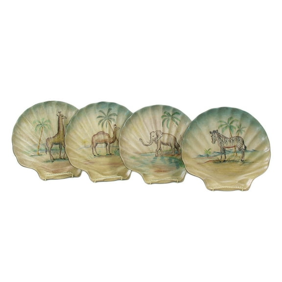 Zeckos Set of 4 Animal Decorative Plates 10 inch Diameter