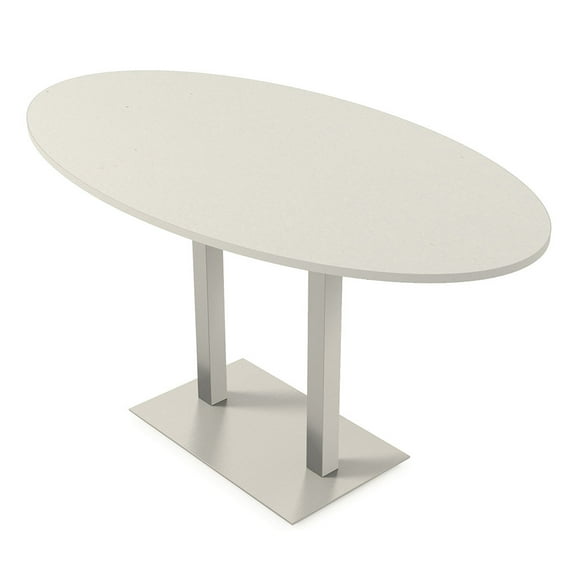 Oval Bistro Height Meeting Table Double Metal Base 46x72 Bar Table