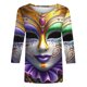 thumbnail image 5 of Xuyuer Carnival Style Print T-Shirt - Women's Fashion Loose Round Neck 3/4 Sleeve Top for Daily Wear, Festival Themed Outfits, Playful Seasonal Style & Streetwear Statement Piece, 5 of 5