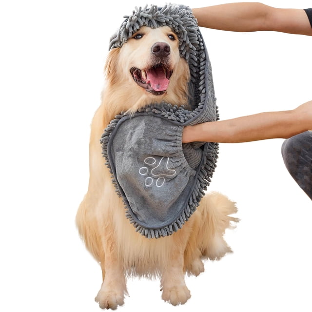 Toalla de baño para perros EDENATURE de microfibra de secado rápido, gris