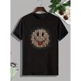 thumbnail image 2 of Men's Fashion Cartoon Smile Face Print Crew Neck Short Sleeve T-shirt, Casual Graphic Tees Pajama Loungewear Top For Summer, 2 of 6