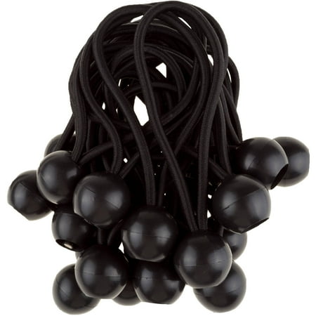 Black Bungee Cords - Ball Bungee Cords 25 Pack- Secure Cargo and Organize Hoses and Extension Cords with the Weather Resistant Black 6” Ball Bungee Cords by Stalwart