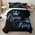 thumbnail image 2 of Erosebridal Sparkly Drip Crown Twin Quilt Set for Girls, Royal Blue Letter Print Twin Coverlet Set, 2-Piece, 2 of 7