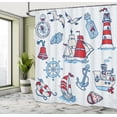 thumbnail image 5 of Ambesonne Cartoon Shower Curtain, Nautical, 69"Wx75"L, Blue Red, 5 of 5