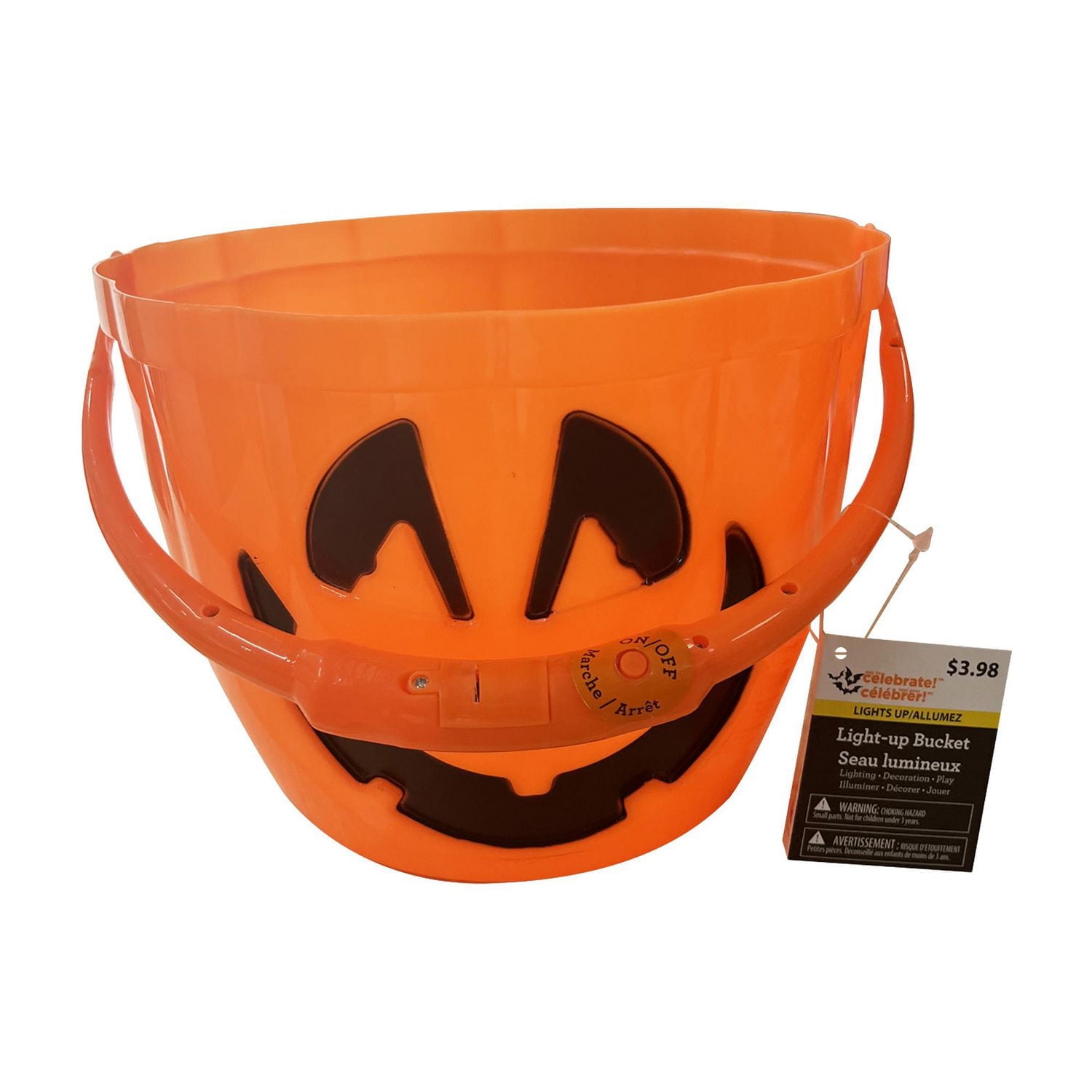 Way to celebrate Light up Pumpkin Bucket  with Orange LED Handle for Treat or Trick