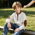 thumbnail image 4 of Hurxie Boy's Quarter Zip Pullover Lightweight Mock Neck Active Tops Kids Sweatshirts, Long Sleeve Golf Shirts School Fall Sports Clothes 150, 4 of 5