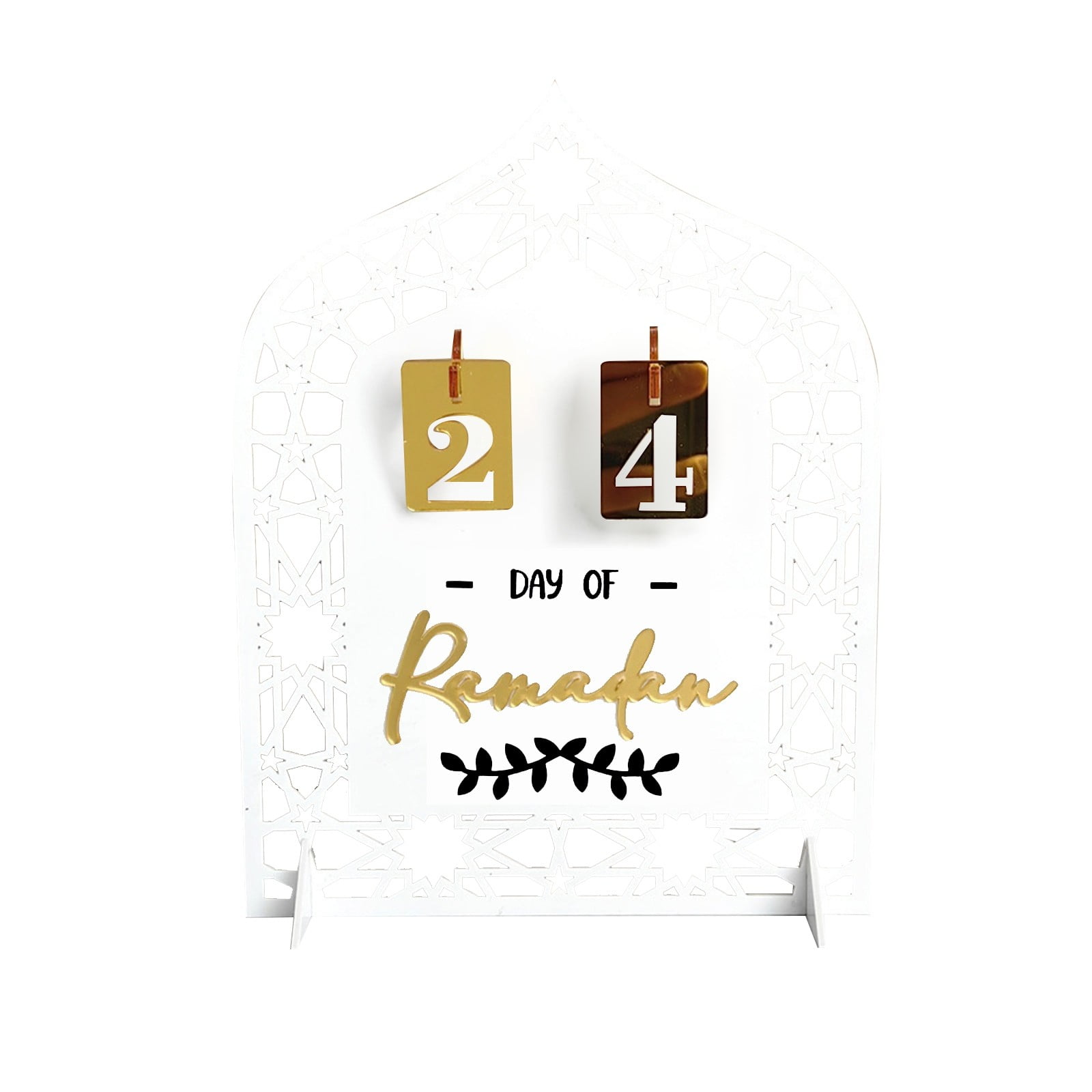 Qupuce Calendrier de l'Avent Ramadan Mubarak 2025, Acrylique Compte à Rebours Eid Kareem en