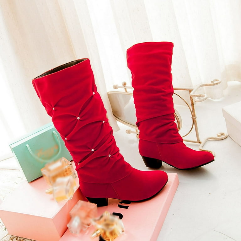 Cream mid calf boots sale