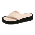 thumbnail image 6 of Rokment Quilted Platform Flip Flops for Woman 2026 Beach Summer Trendy Casual Leather Chunky Flat Dress Slip on Comfortable Walking Backless Sandals Beige Size 6, 6 of 7