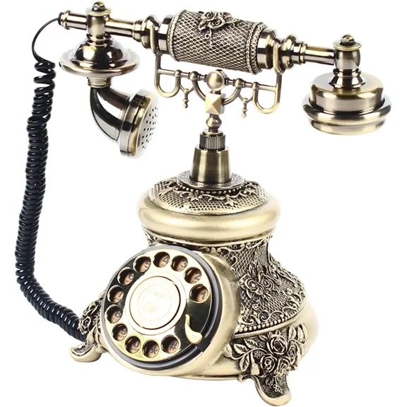 Flkoendmall Antique Rotary Dial Phone Telephone Decoration Vintage Hand Phone Booth Call