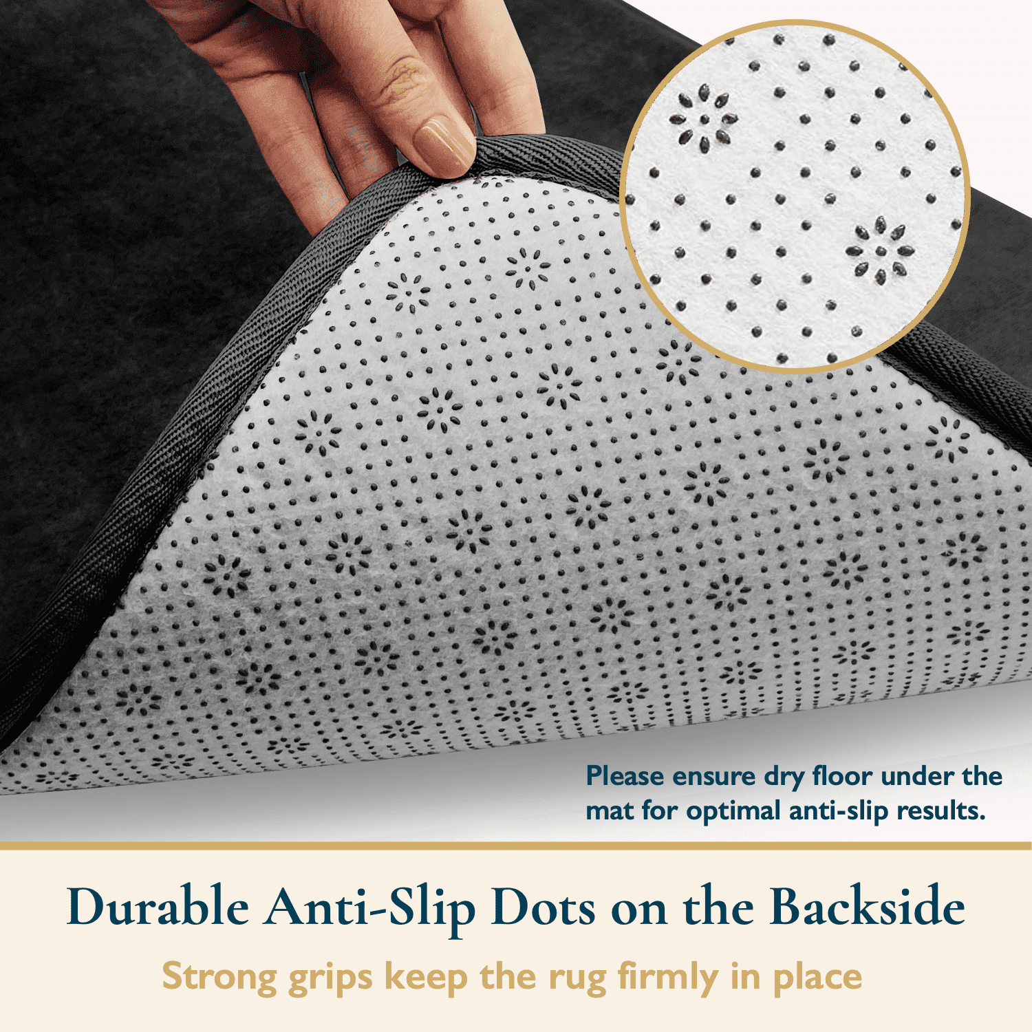 ComfiTime Bathroom Rugs – 1 inch Thick Memory Foam, 17" x 24" Bath Mat, Soft Plush Velvet Top, Non-Slip, Ultra Absorbent, Large & Long Rugs for Bathroom Floor, Avail. in Black, Gray, Beige, Navy Blue