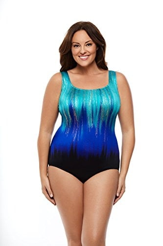 Longitude Swimwear Plus Size Shimmermist 3X Back One Piece