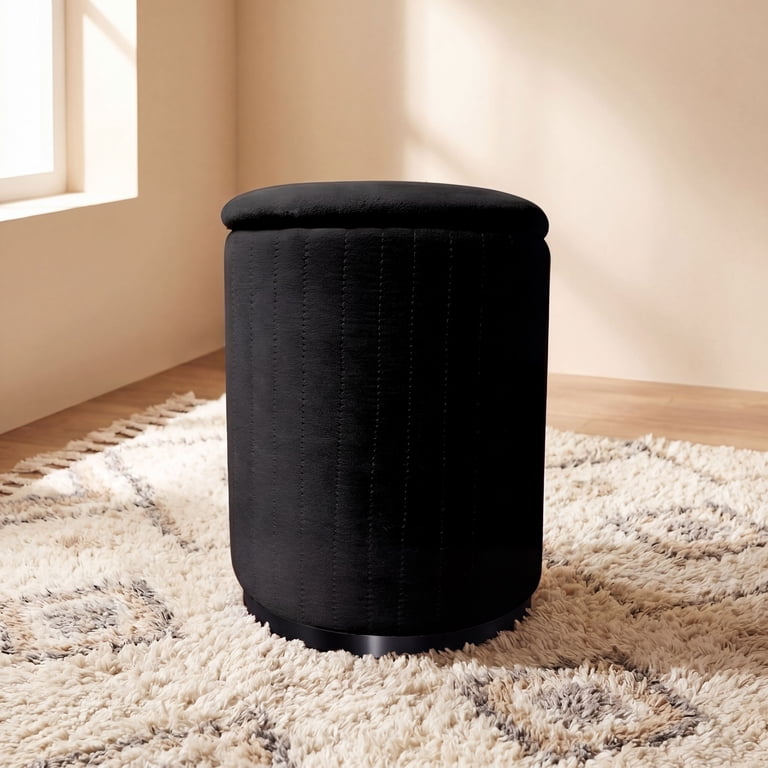 Ember Interiors Makeup Vanity Stool with Storage, Black photo 1
