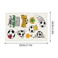 thumbnail image 3 of Juego de individuales temáticos de fútbol (1 unidad), manteles individuales de lino con diseños de balón, trofeo, portería y silbato, antideslizantes, fáciles de limpiar, 45x30 cm., 3 of 7