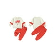 thumbnail image 2 of Loicainy Baby Toddler Girl Valentine’s Day Outfits 6 12 18 24 Months 2T 3T 4T Long Sleeve Heart Balloon Print Sweatshirt + Pants Set Clothes, 2 of 9