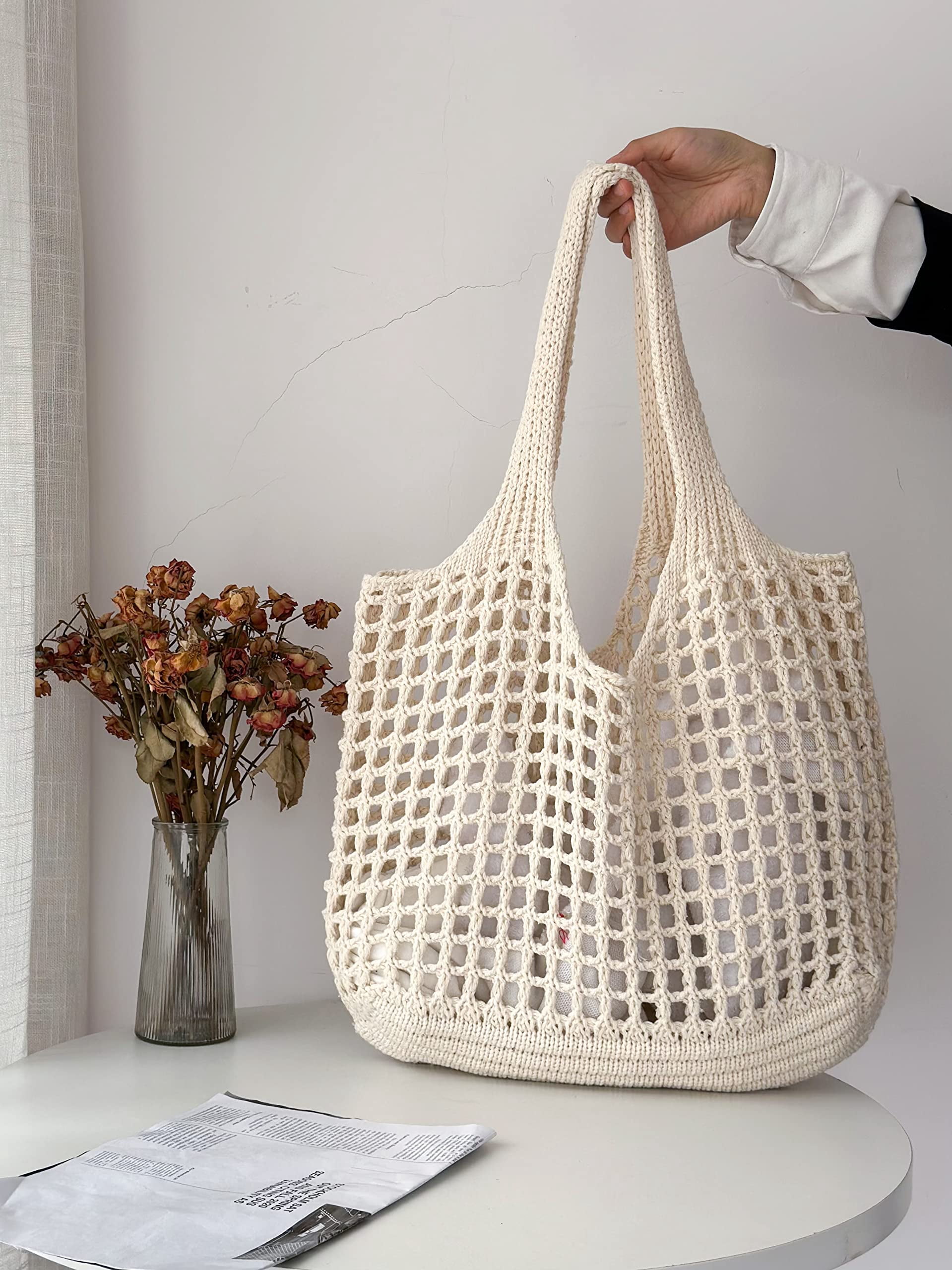 Beach Bag for women, Crochet tote bags, Shoulder Handbags knit bag,cute tote bag for travel,Crocheted tote bag