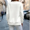 thumbnail image 5 of Ediodpoh Womens Sweatshirts Casual Round Neck Split Hem Button Detail Pullover for Everyday Wear Outing and Light Sports Early Autumn White S, 5 of 7