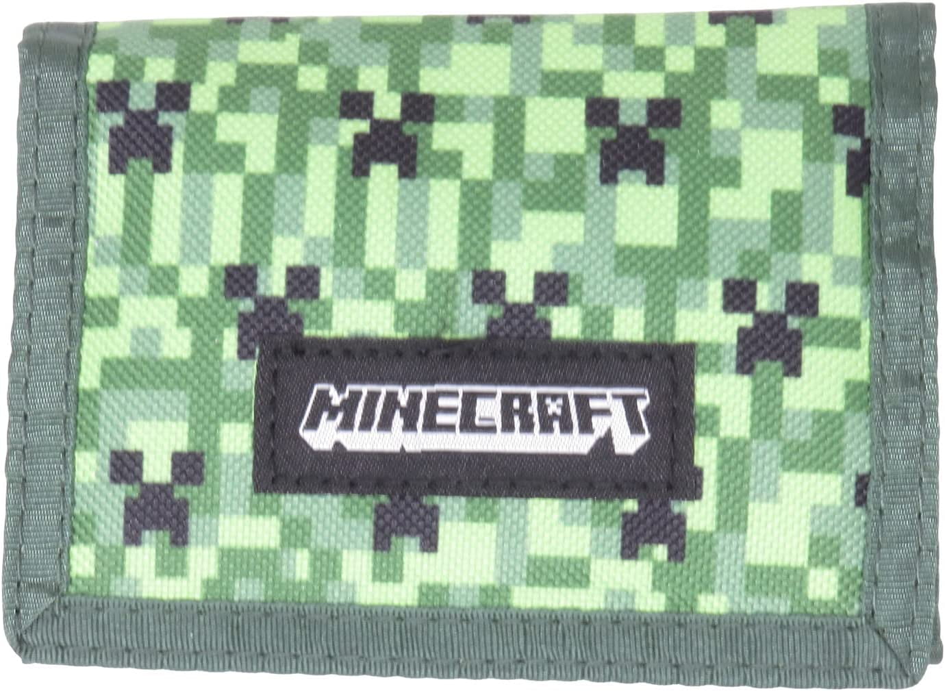 Minecraft Creeper Pattern Nylon Tri-Fold Portafoglio Multicolore Licenza