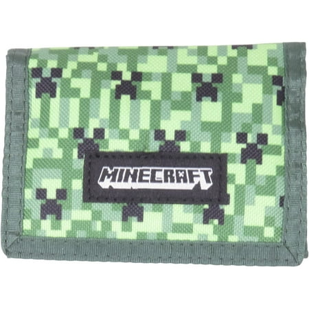 Minecraft Creeper Camo Nylon Tri-Fold Wallet Multi-Colored Licensed ...