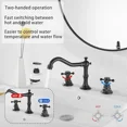 thumbnail image 4 of Oil Rubbed Bronze Bathroom Sink Faucet Widespread 3 Hole Basin Faucet With Drain, 4 of 19