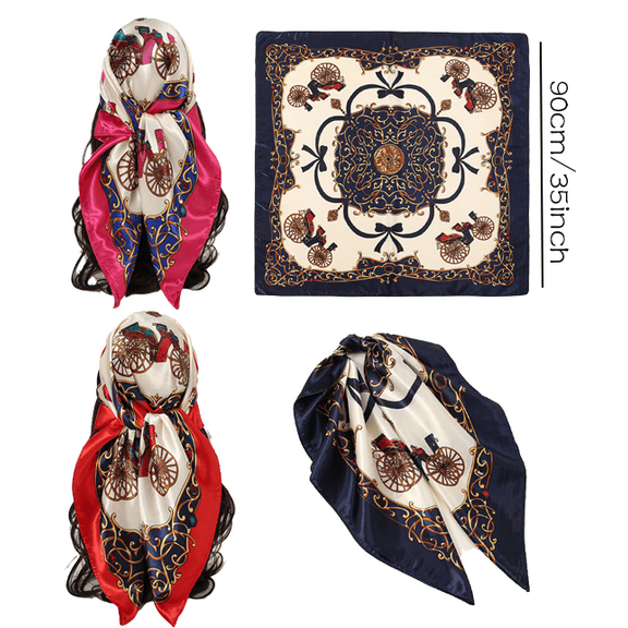 Yoyauz 35" Large Square Satin Head Scarf - Silk Hair Scarf Square Hair Bandanas Large Scarf Sleeping Head Wraps for Women