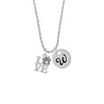 thumbnail image 2 of Delight Jewelry Silvertone Love with Paw Silvertone Script Initial Disc - W - Charm Necklace, 20"+3", 2 of 4