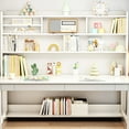 thumbnail image 5 of BALANBO Solid Wood Kids Desk with Hutch and Shelves, Study Computer Desk with Drawers, Extra Large Two Person Study Desk Writing Table, Student White Desk with Bookshelf for Bedroom,Study Room,White, 5 of 7