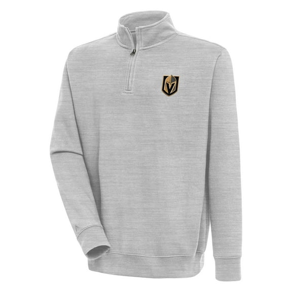 Men's Antigua  Heather Gray Vegas Golden Knights Victory Quarter-Zip Pullover Top