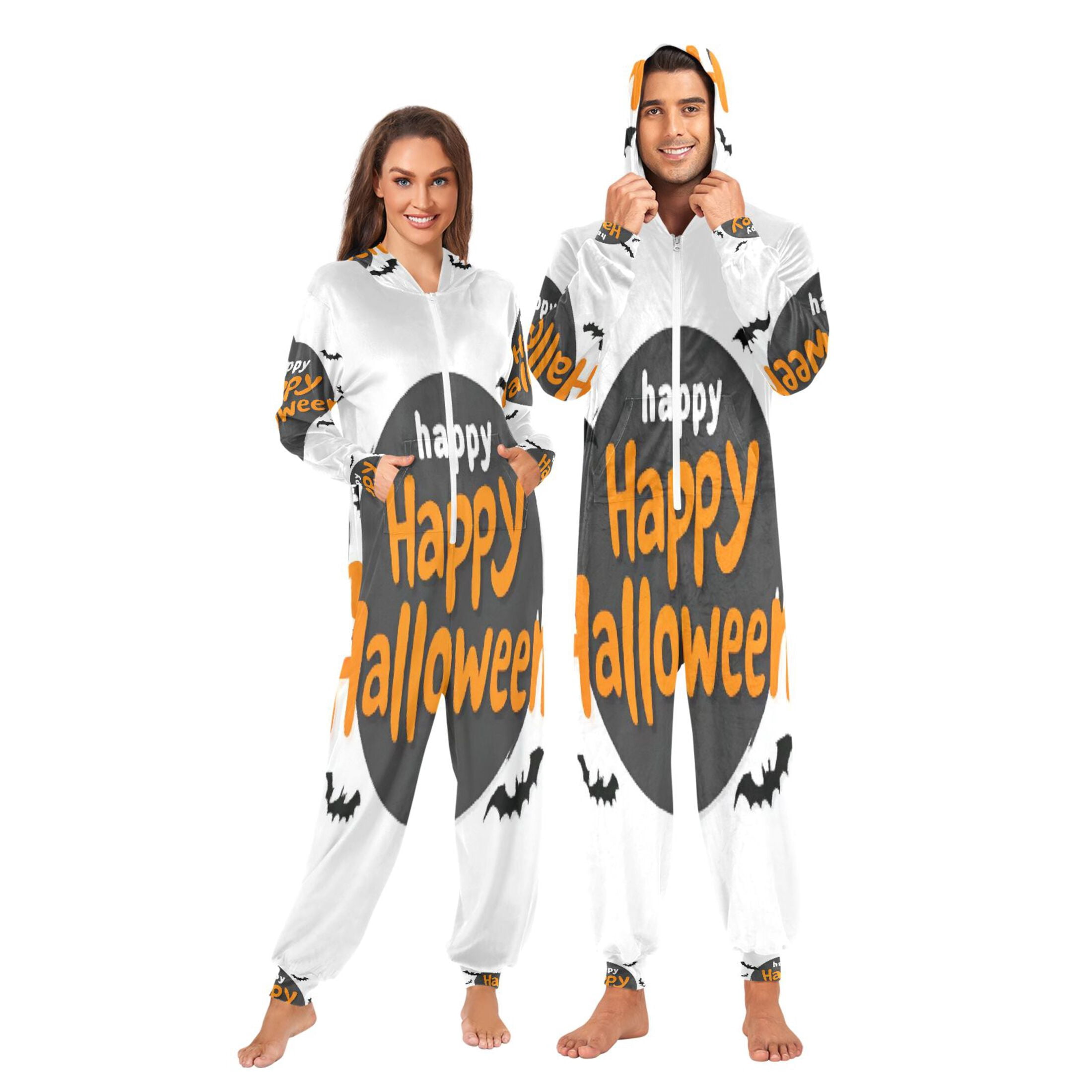 IAUYY Unisex Adult Onesie Pajamas Ultra-Soft Crystal-Soft Fabric, Halloween Adult Onesie Pajamas Adults,With a Zipper Plus Size Onesie Pajamas, Black Circular Outline