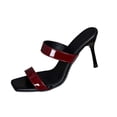 thumbnail image 2 of GERsome Women's Stiletto Heels Sandals Square Open Toe Slip On Dress Shoes Work Wedding Party Pumps Wine Size 9.5, 2 of 9