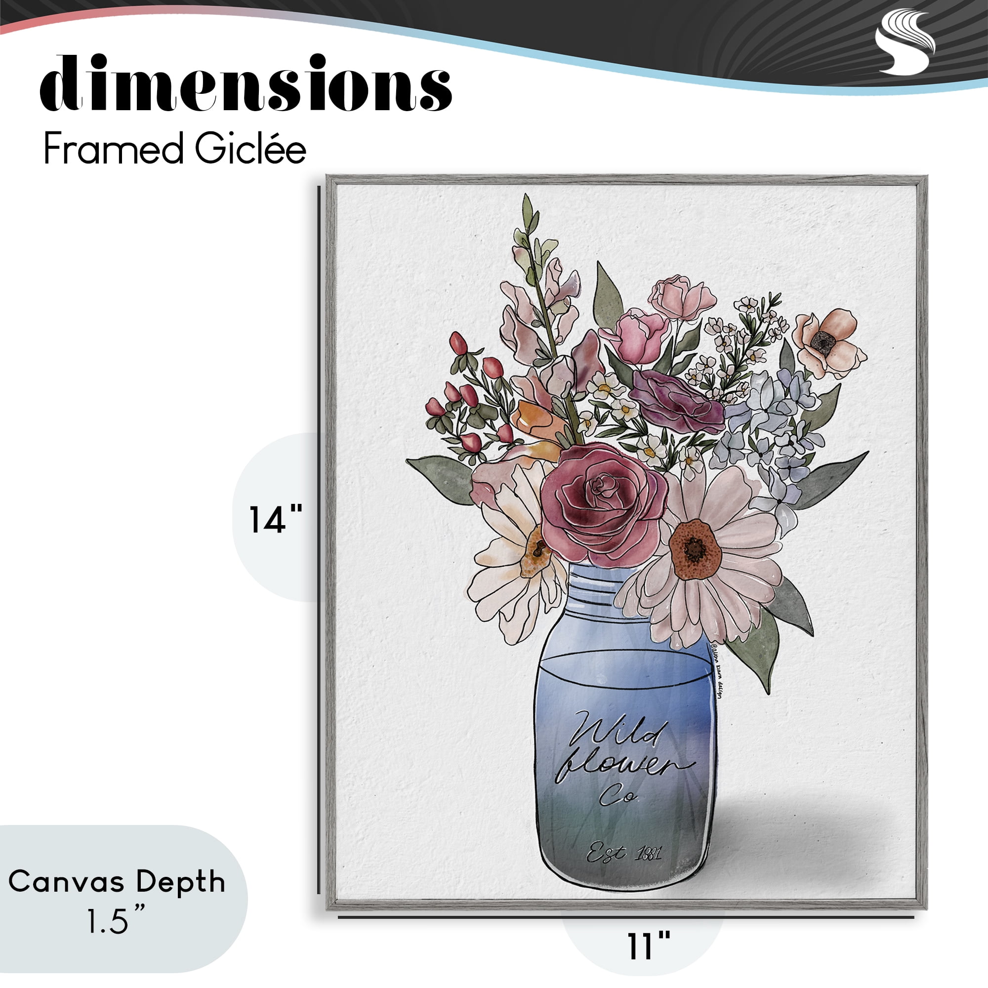 Stupell Industries Farmer's Market Florals Gray Framed Giclee Art, design by Alisha Kiara Design