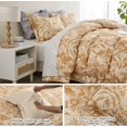 thumbnail image 3 of Simple&Opulence 100% Cotton Duvet Cover Set King Size, 3Pcs Rust Floral Botanical Printed Comforter Cover Set with Button Closure, Soft Breathable Bedding Set for All Seasons, 3 of 9