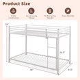 thumbnail image 3 of Gymax Twin Over Twin Low Metal Bunk Bed with Ladder Guardrails for Teens Adults White, 3 of 10