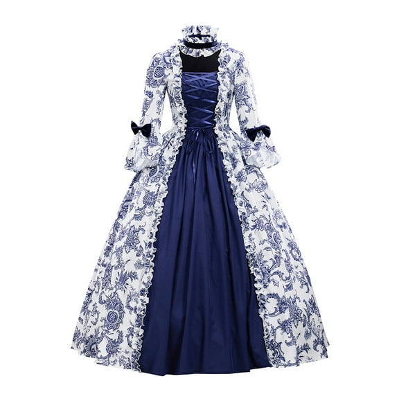 Women's Medieval Victorian Court Dress Renaissance Gothic Lolita Flared Sleeve Long Gown