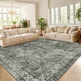 thumbnail image 4 of 8 FTx10 FT Vintage Persian Area Rugs for Living Room, Non Slip Machine Washable Rugs Low Pile Distressed Indoor Rug Floral Print Carpet for Dining Room Bedroom Office, Green, 4 of 8