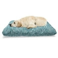 thumbnail image 1 of Teal Stripe Pet Bed, Horizontal Wavy Lines in Monochrome Design Hand Drawn Like Design Pattern, Resistant Pad for Dogs and Cats Cushion with Removable Cover, 24" x 39", Teal and White, by Ambesonne, 1 of 4