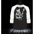 thumbnail image 2 of Shop4Ever Men's Rocker Kitty Cat Playing Guitar Raglan Baseball Shirt Medium Black/White, 2 of 4
