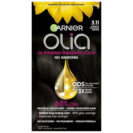 Garnier Olia Oil Powered Permanent Hair Color 3.11 Darkest Platinum Brown