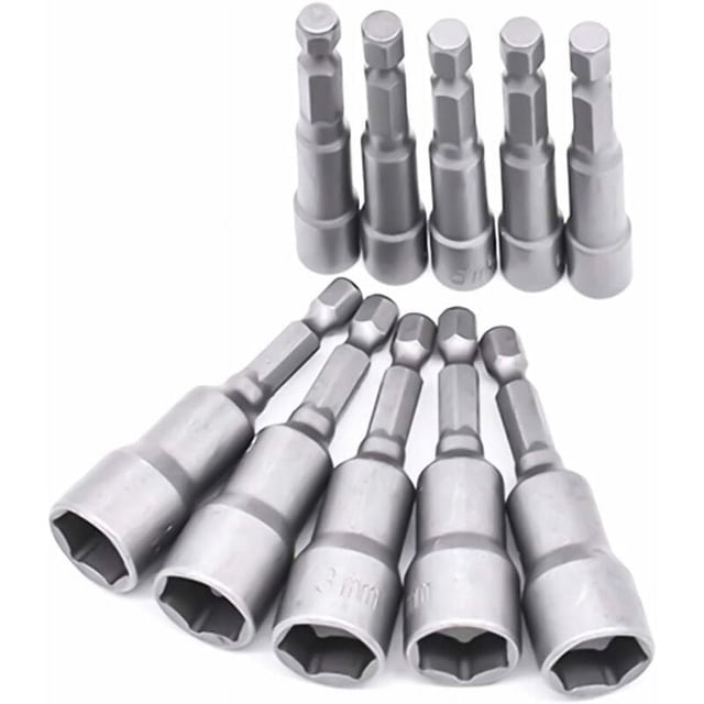Desiderio - Juego de 10 destornilladores de 6 a 19 mm, adaptador de puntas hexagonales para destornillador de tuercas para taladro manual, destornillador eléctrico, llave de tubo (acero al cromo