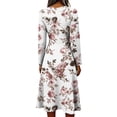 thumbnail image 4 of Fall Dresses for Women Floral Long Sleeve V Neck Dresses Long Loose Casual Floral Dresses, 4 of 5
