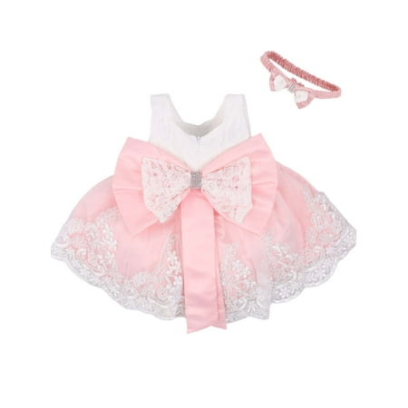 

JBEELATE Newborn Baby Girls Princess Tutu Dress+Headband Sleeveless Lace Bow Flower Wedding Party Dress