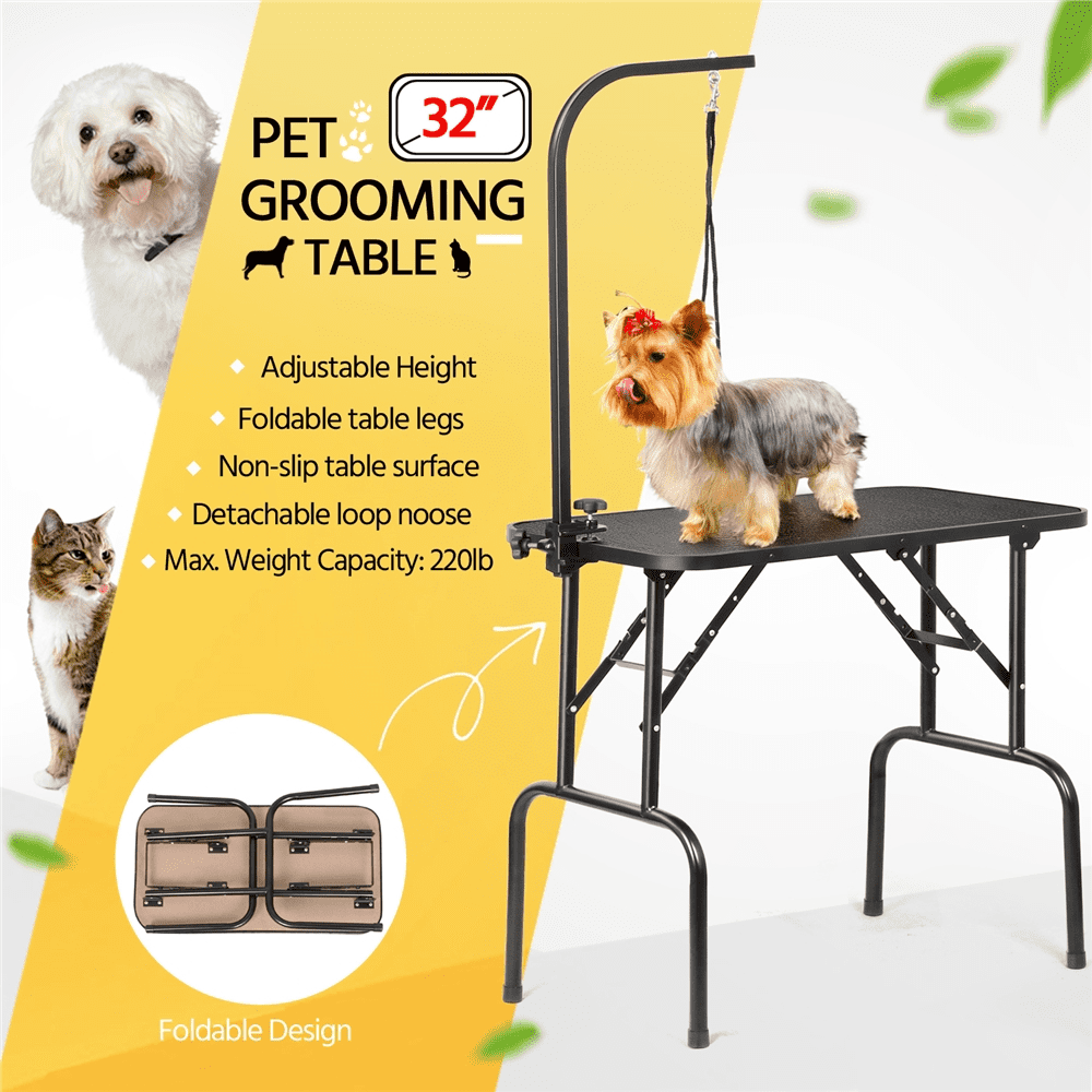 Renwick Professional 32" Foldable Pet Grooming Table with Arm Noose and Mesh Tray