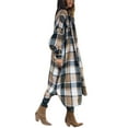 thumbnail image 2 of Mialoley Womens Oversize Plaid Lapel Brushed Button Down Pocketed Long Shirt Jacket Shacket Coat, 2 of 6