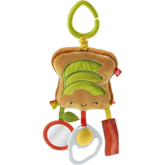 Fisher-Price Brunch & Go Stroller Toy Clip on Pretend Food Baby Toys for Sensory Play, Newborn