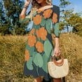 thumbnail image 4 of Nasturtiums on Navy-3 Flare Dress Square Neck Dress Elegant Female Fashion Printed Dress, 4 of 9